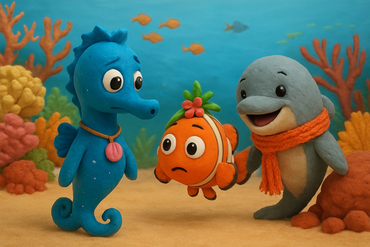 Illustrated scene 1 from Nori the Seahorse's Lost Treasure Hunt, a free children's bedtime story